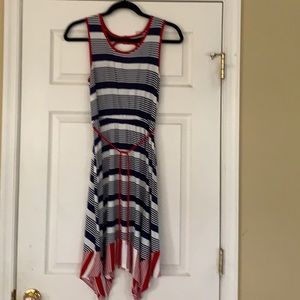 Girls Red White & Blue Striped Dress